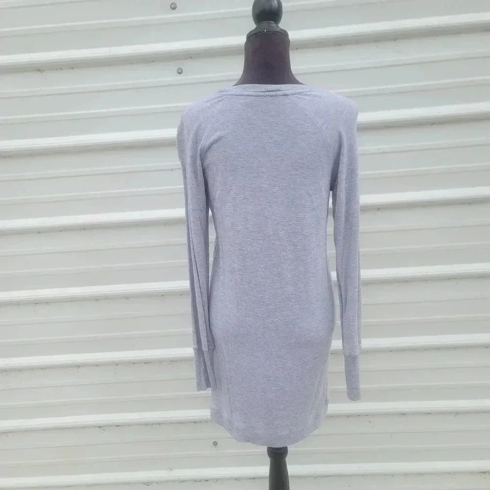 Dalia Womens Shirt Gray Long Sleeve Pullover Soft Comfort Sweatshirt Dress XS